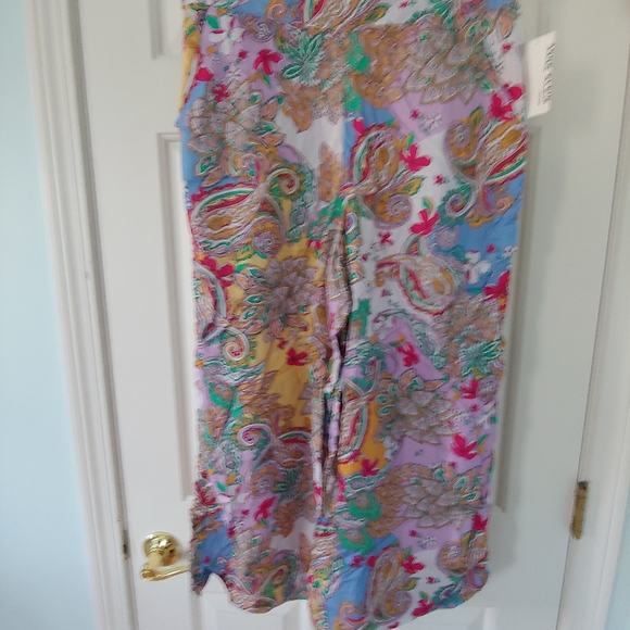 NWT Anne Klein Jeans Crop Wide Leg Palazzo Pants in Paisley Scarf Print - Size M - Picture 8 of 11